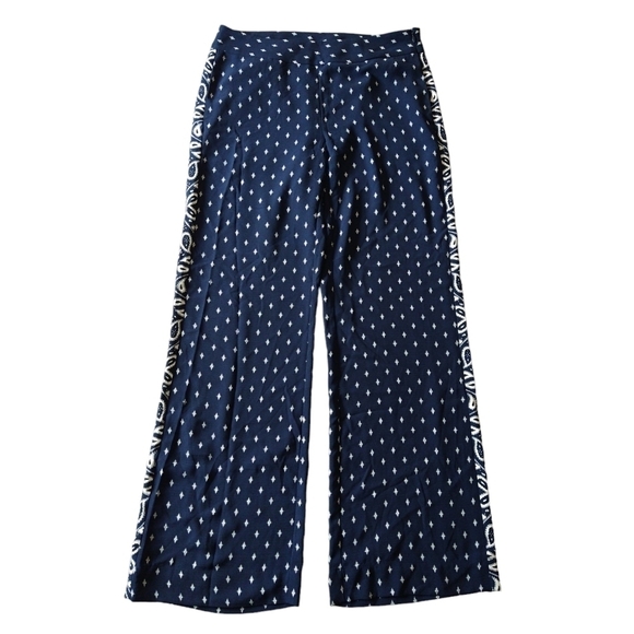 Cabi 5176 Blue Track Star Trouser Wide Leg Pants Lightweight Pockets Mixed Print - Picture 1 of 11